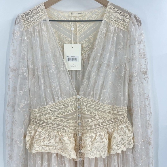 Spell Margot Duster Off White Lace Size Large(40), New with Tags - Picture 6 of 10